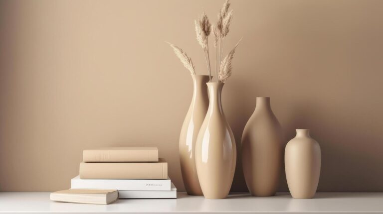 abstract vase in beige minimalist background illustration ai generative free photo